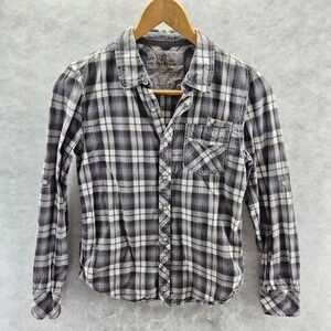 Epic Thread Youth‎ Boys Plaid Long Sleeve Button Up Shirt Size Medium Cotton